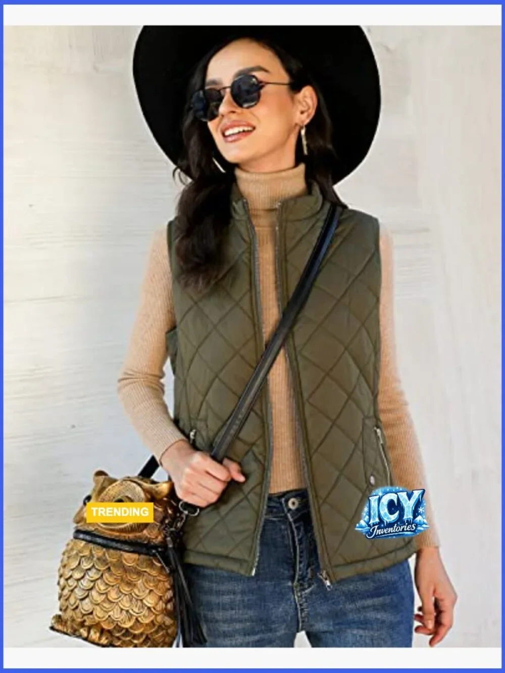 Lightweight Quilted Puffer Vest with 4 Pockets, Sleeveless Outerwear
